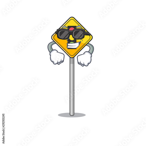 Super cool traffic light ahead isolated with cartoon