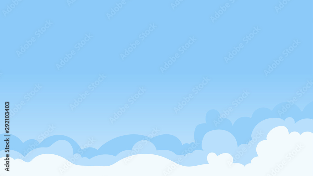 Landscape blue sky and white clouds on sunny day.Sky and cloud background.cartoon sky concetp.Vector illustration