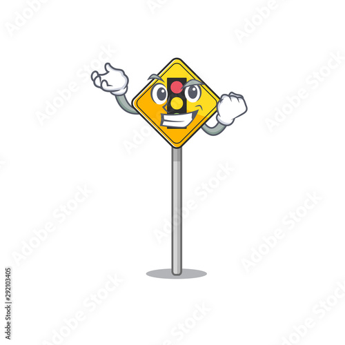 Successful traffic light ahead isolated with cartoon