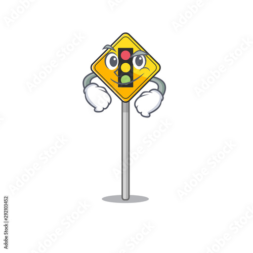 Smirking traffic light ahead isolated with cartoon
