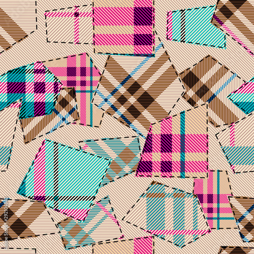 Patchwork textile pattern. Seamless quilting design background.