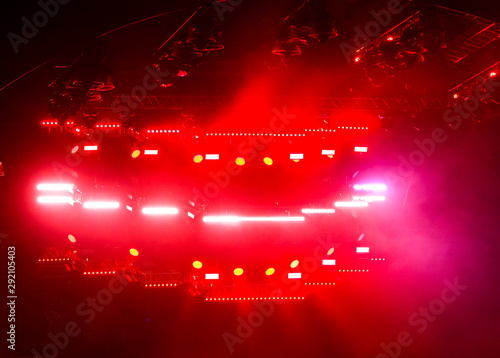 Red light on a rock concert stage as background