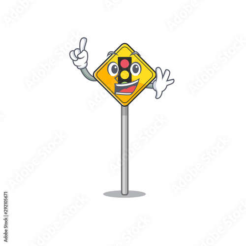 Finger traffic light ahead on roadside characters
