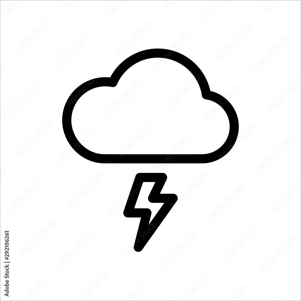 Thunder icon. Symbol of Weather icon with trendy flat line style icon for web, logo, app, UI design. isolated on white background. vector illustration eps 10 Thunder icon. Symbol of Weather icon with trendy flat line style icon for web, logo, app, UI design. isolated on white background. vector illustration eps 10