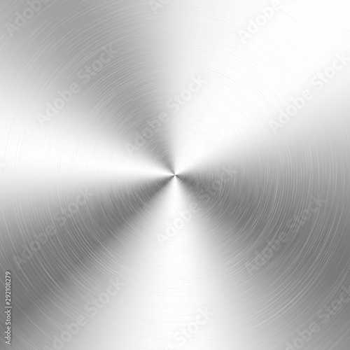 Silver metallic radial gradient with scratches. Titan, steel, chrome, nickel foil surface texture effect. Vector illustration photo