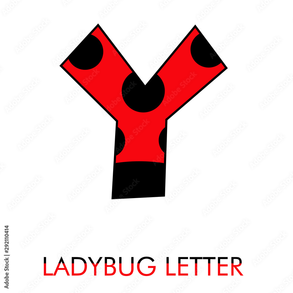 Logotipo letra Y como patrón de mariquita en rojo y negro Logotipo letra Y como patrón de mariquita en rojo y negro