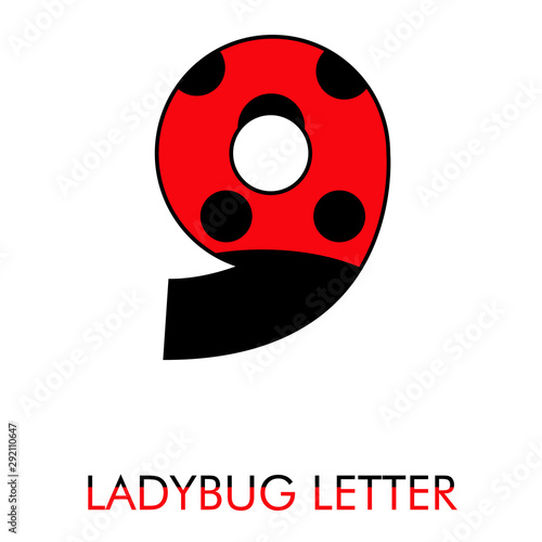 Logotipo número 9 como patrón de mariquita en rojo y negro photo