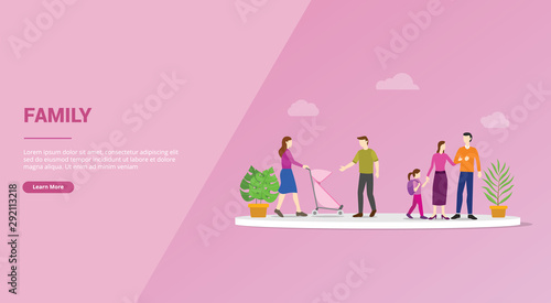 happy family member concept for website template or banner landing homepage - vector