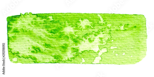 Vector green paint texture isolated on white - horizontal watercolor banner for Your design