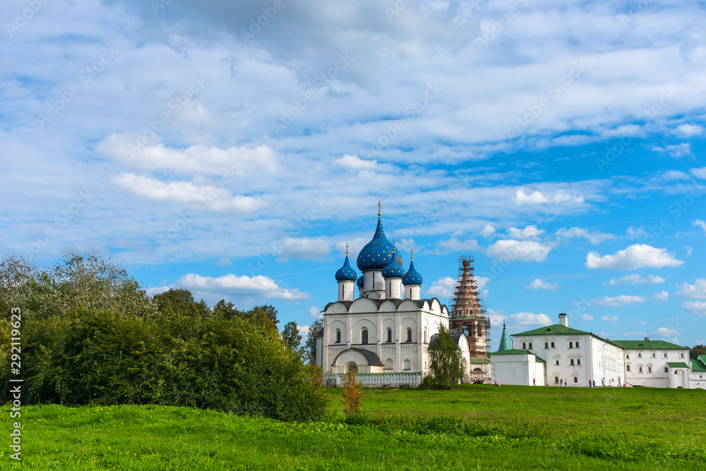 Panoramic view of The Suzdal Kremlin in Suzdal, Russia. The Golden Ring of Russia