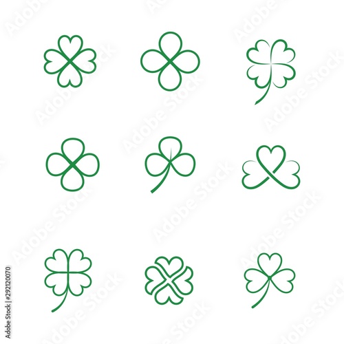 Green Clover Leaf  icon Template Fototapet