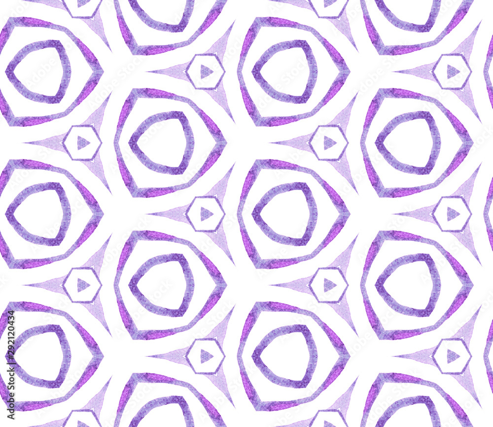 Fototapeta premium Purple kaleidoscope seamless pattern. Hand drawn w