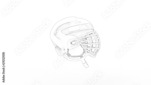 Photography 3d rendering of a ice hockey helmet mask isolated in white background