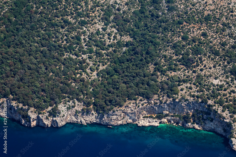 Aerial photo of Plavnk island in Adriatic Sea, Croatia