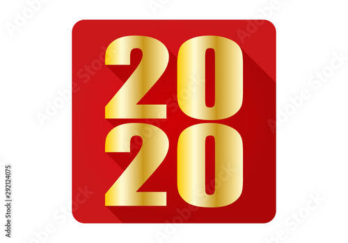 Año 2020 sobre fondo rojo.