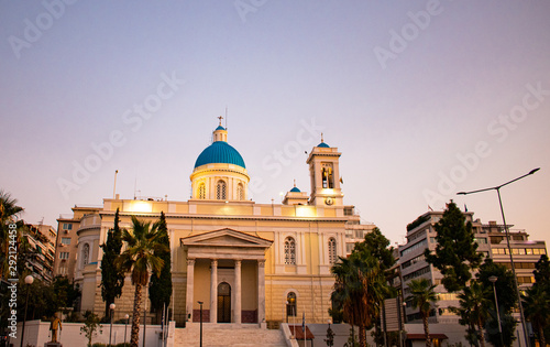 Beautiful church on a summer evening in center of Athens, Greece