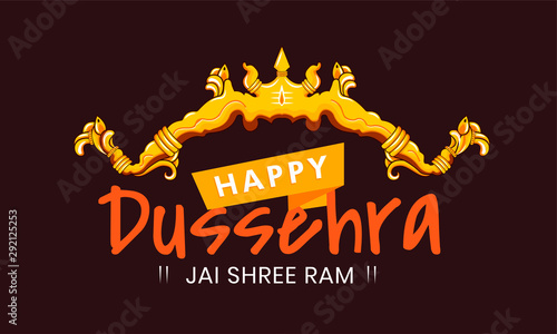 Happy Dussehra. Indian festival celebration. lord ram kill ravana on dussehra. Victory of good over evil. Vector typography text .