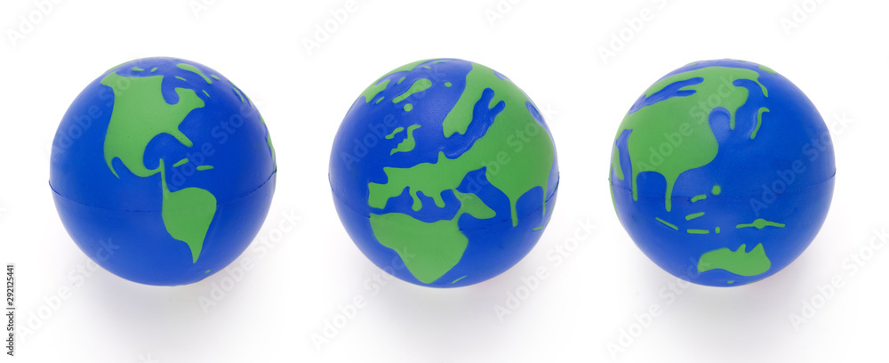 Color globe with different continents on white background. Contains clipping path. Color globe with different continents on white background. Contains clipping path.