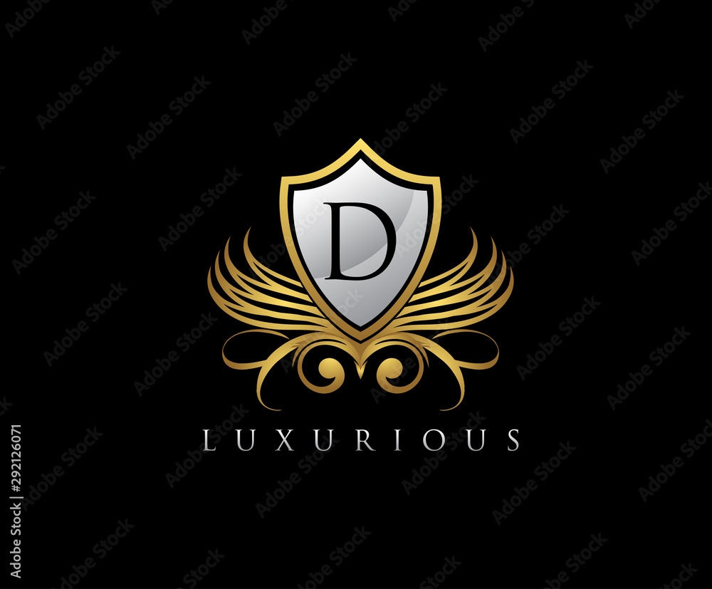 Luxury Gold Shield D Letter Logo Icon. Luxury Gold Shield D Letter Logo Icon.