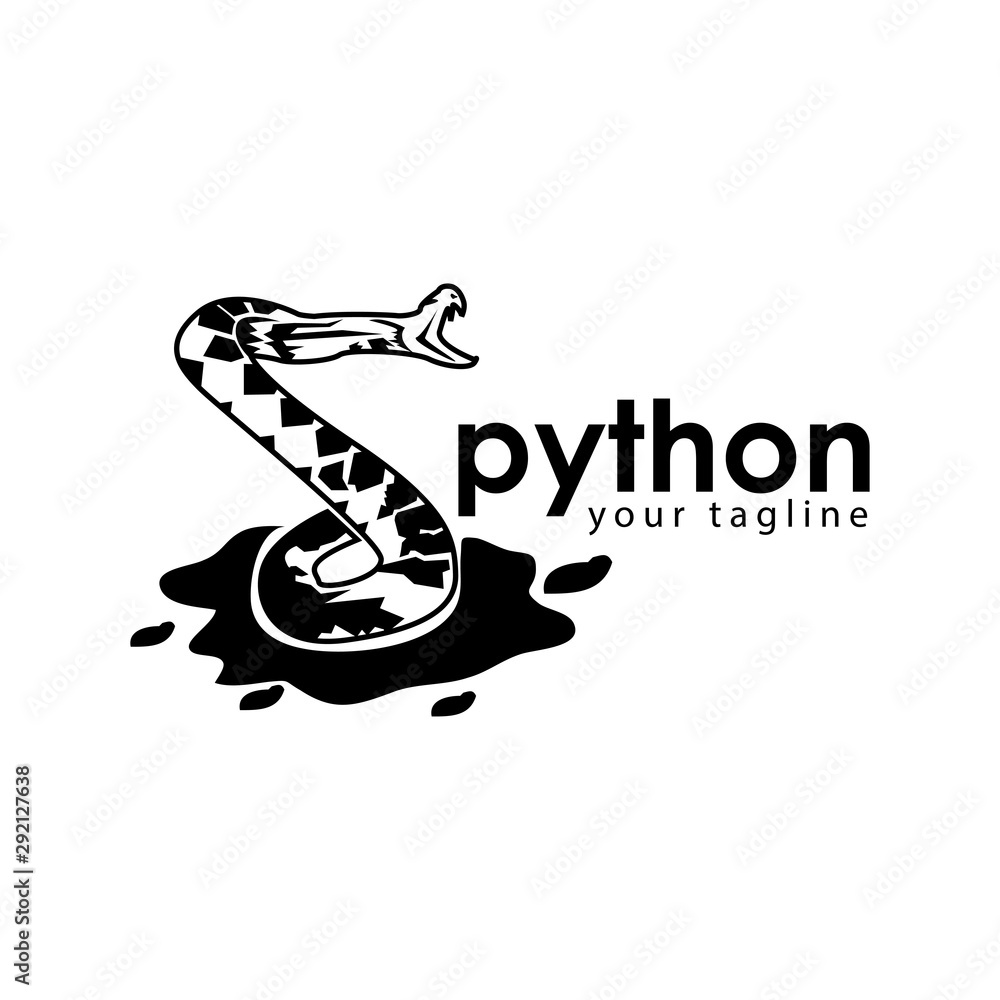 Black python logo template. Black python Monogram Black python logo template. Black python Monogram