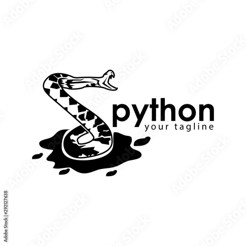 Black python logo template. Black python Monogram	