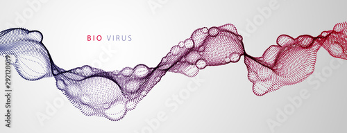Biological mutation, microscopic virus, dotted vector particles shape, nano technology. Abstract flowing wide wallpaper background.