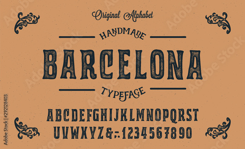 Handmade Modern Textured Font. Retro Typeface. Vector Illustration.