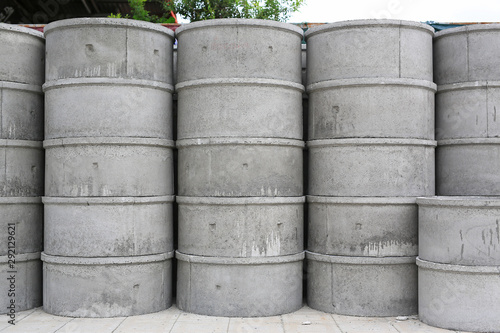 Stacked round cement block circles for sale.