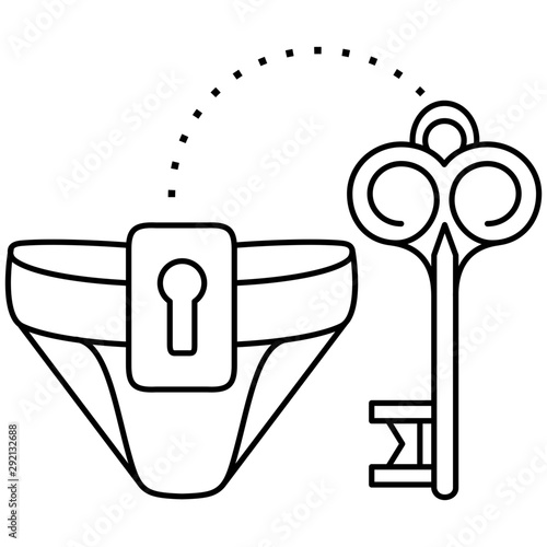 chastity belt icon in outlines