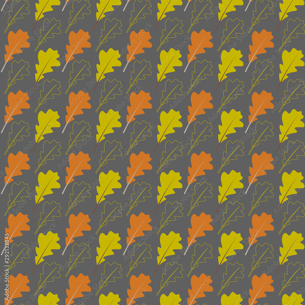 Seamless vector pattern with autumn leaves on a dark background