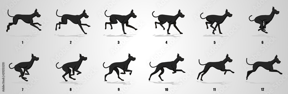 Great Dane Dog Run cycle animation sequence