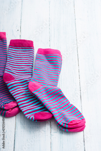 striped socks on white wooden