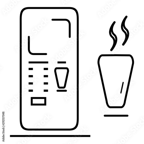 coffee self-service machine vector icon in outs. black aesthetic contour.