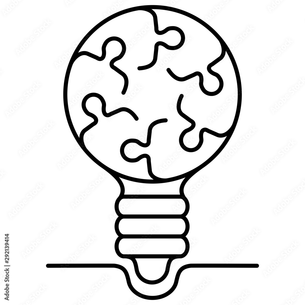 bulb puzzle vector icon in outlines. Black aesthetic contour. bulb puzzle vector icon in outlines. Black aesthetic contour.