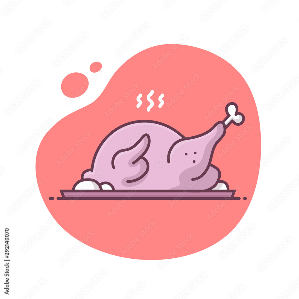 Thanksgiving turkey dinner vector icon in monoline / line art style Thanksgiving turkey dinner vector icon in monoline / line art style