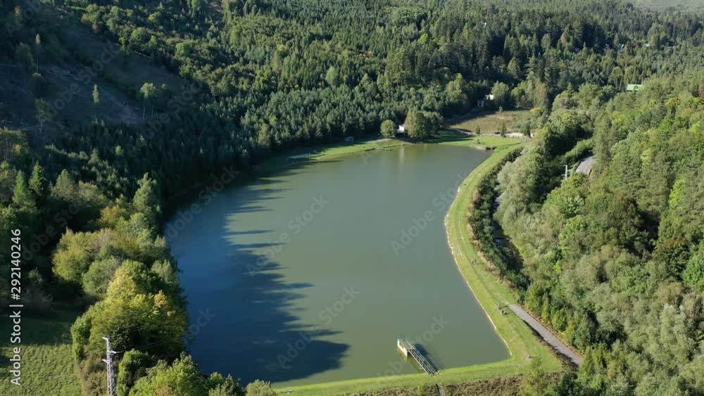 Aerial view of dam in Levoca city in Slovakia Aerial view of dam in Levoca city in Slovakia