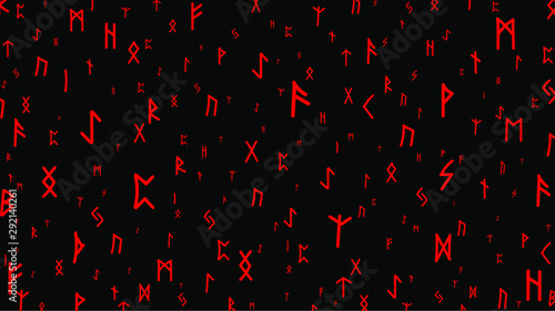 Red viking runes on a black background.