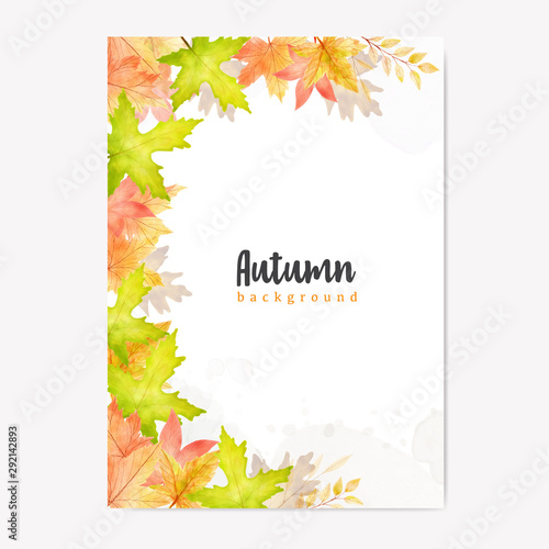 autumn floral and leaves frame template