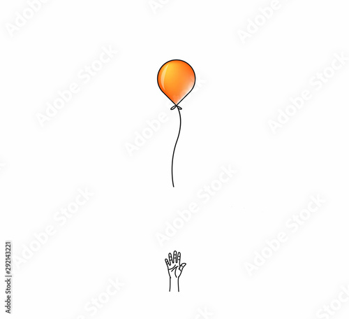 Hand loose balloon for Hand Drawn liane art concept vector illustration.