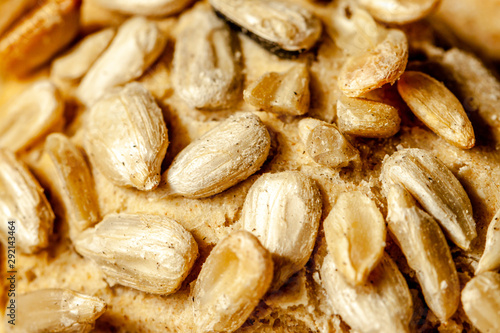 Close up of tasty sunflower bread rolls from Denmark