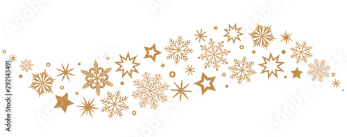 A gray whirlwind of golden snowflakes and stars. New Year's element. concept Xmas.