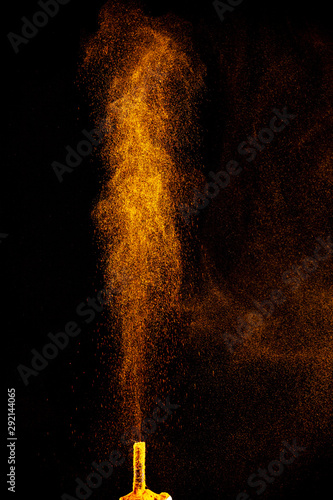 colorful fountain fireworks stream into dark night