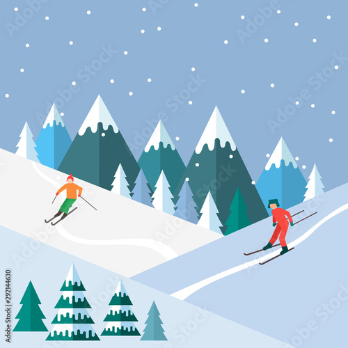 Ski season in the winter Alps. the ski resort is open.
