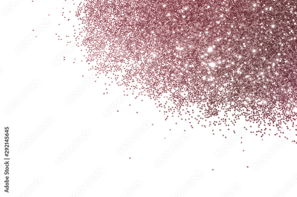 Fototapeta premium Rose gold glitter on white background