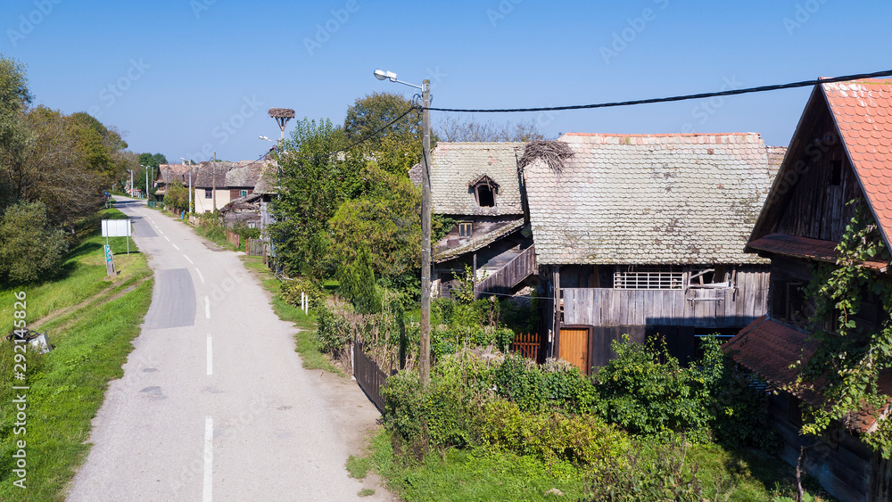 Traditional wooden village in Lonjsko polje, Croatia