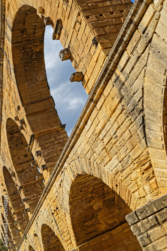 REMOULINS  FRANCE  SEPTEMBER 20  2019   The Pont du Gard  the highest Roman aqueduct bridge  and one of the most preserved  was built in the 1st century  added to list of World Heritage Sites in 1985.