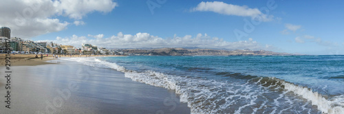 Panoramic view of las canteras beach in Gran Canaria, Canary islands, Spain. photo