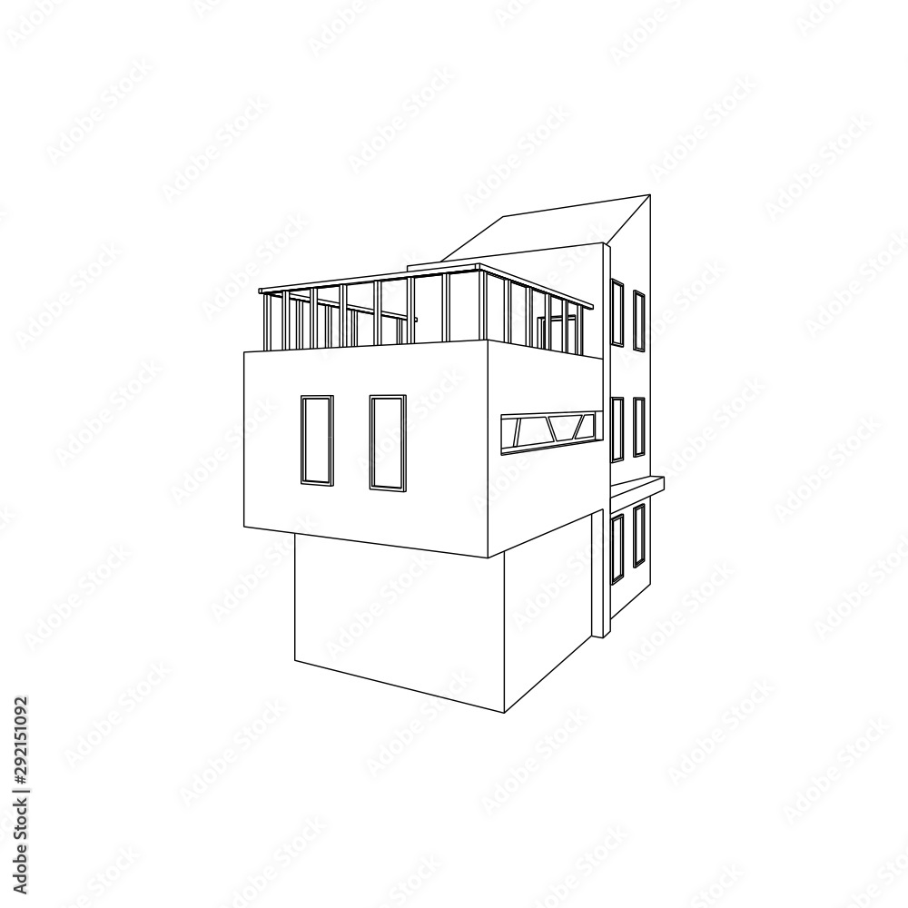 Blue Print, sketch modern architectural black and white isolated images Blue Print, sketch modern architectural black and white isolated images