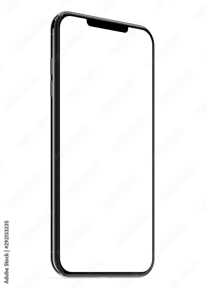 Smartphone frameless blank screen mockup template on edge isolated on white background Smartphone frameless blank screen mockup template on edge isolated on white background
