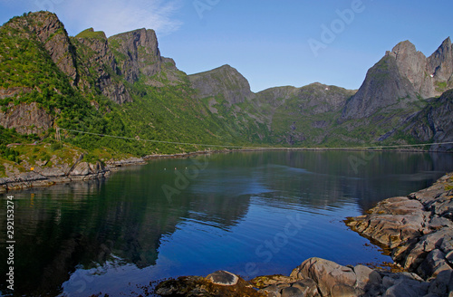 Fototapeta Naklejka Na Ścianę i Meble -  scenic view of the lake on Lofoten islands
